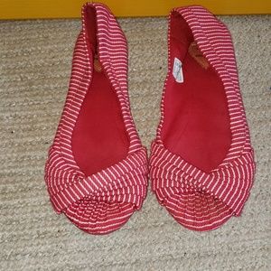 Rocket Dog red and white striped flats